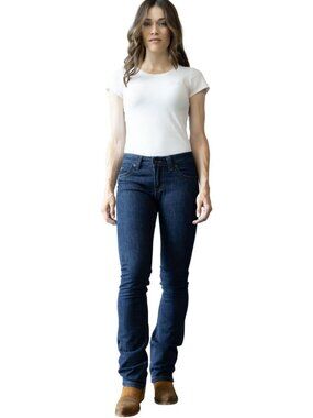 Women's Bootcut Mid-Rise Riding Jeans - Durable, Modest Fit, Western Style